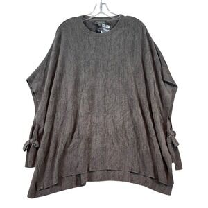 Barefoot Dreams CozyChic Ultra Lite‎ Side Tie Poncho Carbon Grey XXS/XS Luxury